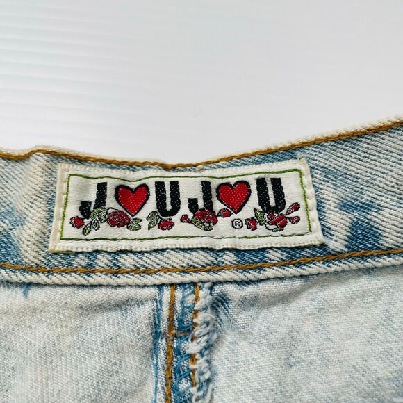 Jou Jou Vintage Shorts Tapered Light Wash 100% Cotton High Rise Patched Size 9 - Picture 6 of 13